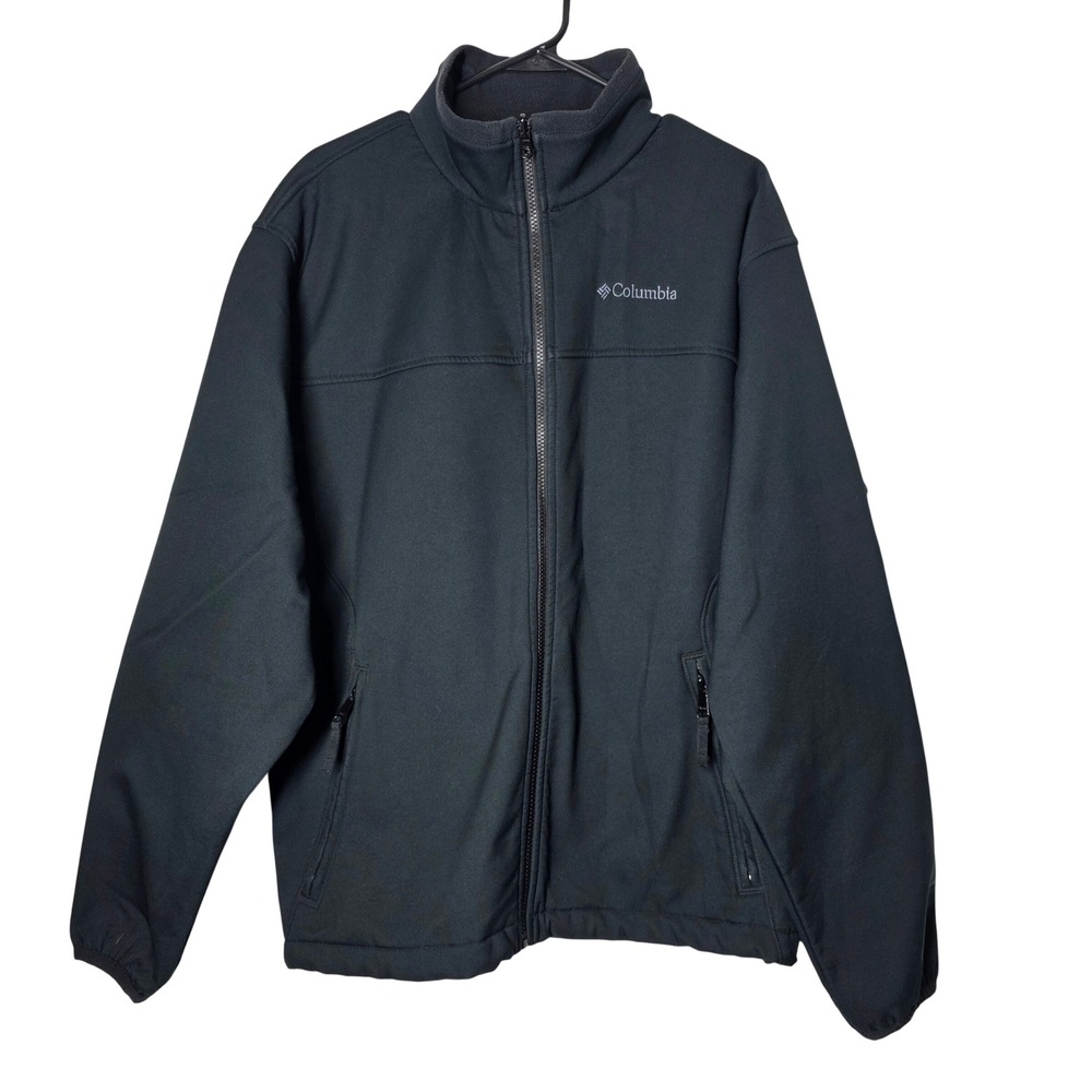 Columbia Omni-Shield Softshell Jacket Mens Large Black Full Zip WM6615 Gorpcore